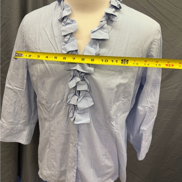Talbots Light Blue Ruffle Blouse - Picture 4 of 6
